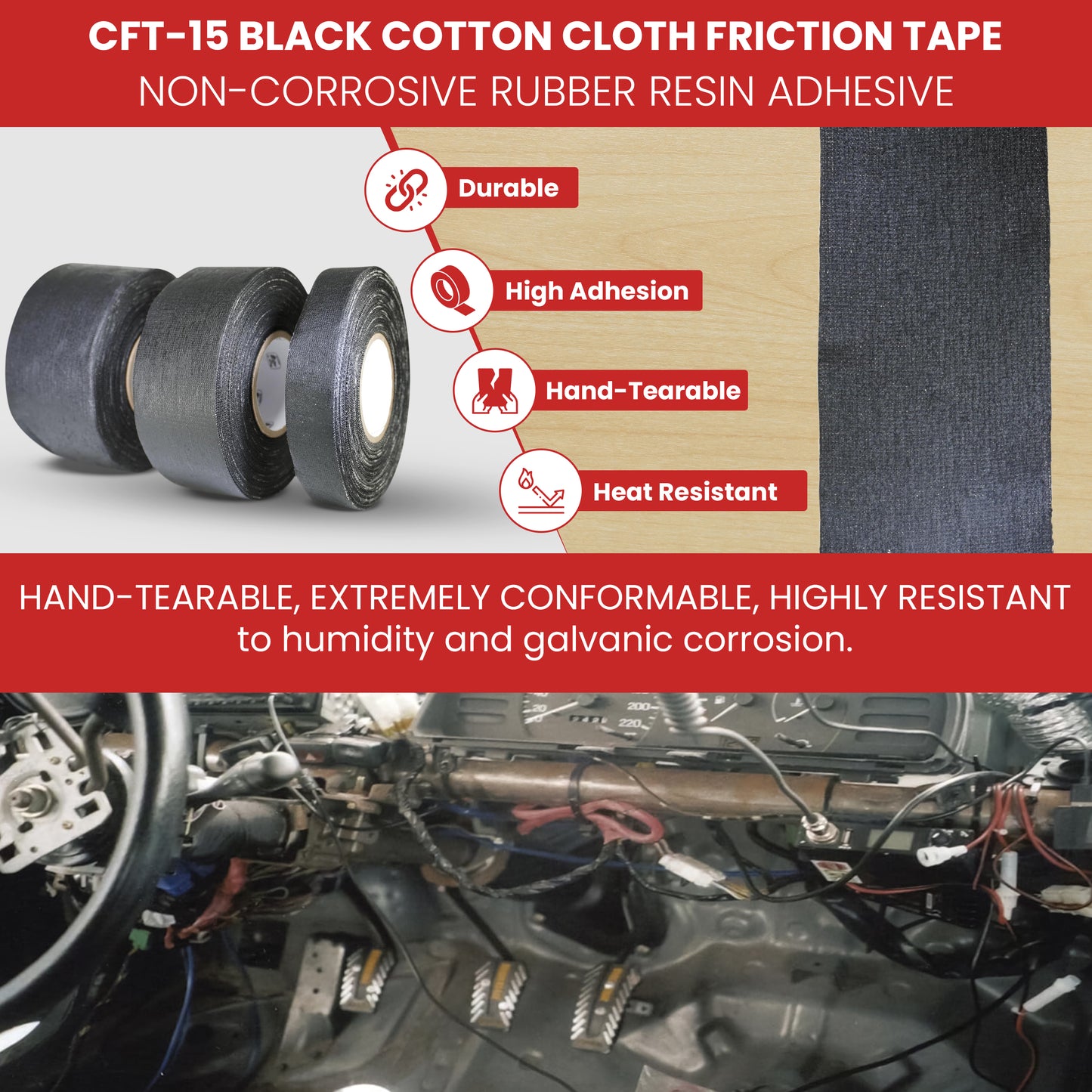 Friction Tape Black cotton cloth