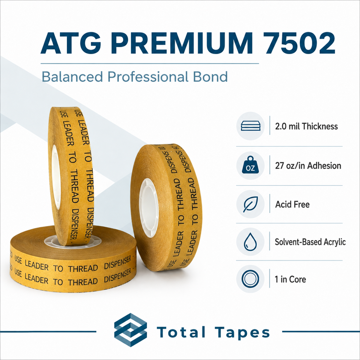 ATG Premium 7502 adhesive transfer tape feature and specification graphic