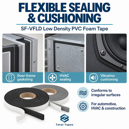 PVC foam tape application collage for door-frame gasketing, sealing, and cushioning