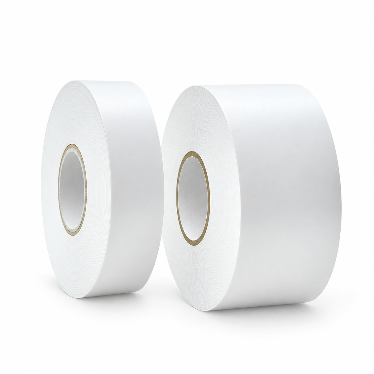 Two white pipe-wrap protection tape rolls
