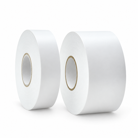 Two white pipe-wrap protection tape rolls