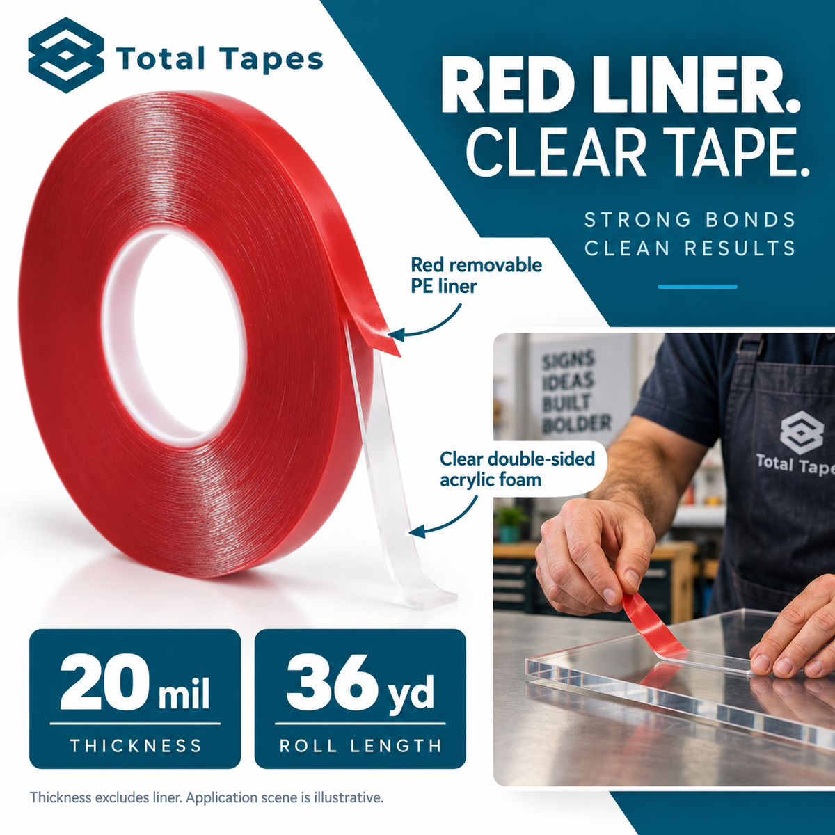 FA-UHB20C red removable liner and clear adhesive explained